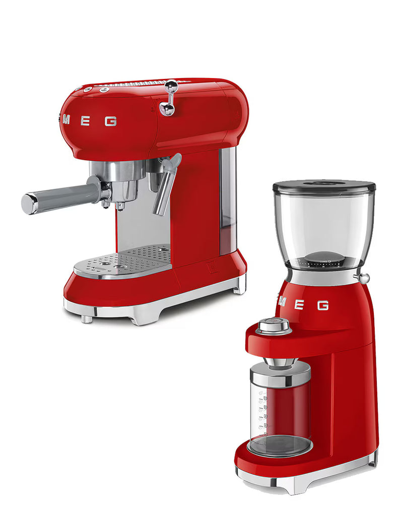 Set de Cafetera de Espresso Smeg + Molino de Café