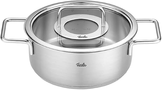 Fissler Pure Collection - Juego de utensilios de cocina de acero inoxidable de 9 piezas con tapas de metal