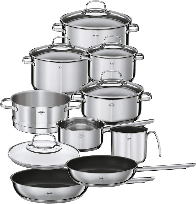 Rösle Elegance – Batería de Cocina de Acero Inoxidable de 14 Piezas