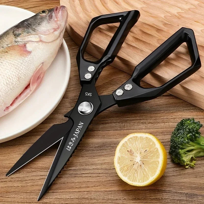 Tijeras de cocina multifuncionales de alta calidad, tijeras para huesos de pollo, raspador de escamas de pescado, abridor de botellas, clip para nueces, cuchillo de cocina.