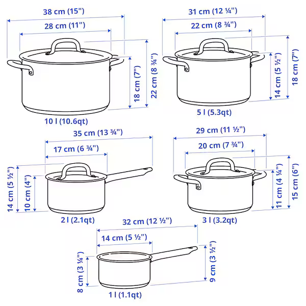 Batería de Cocina, tramontina  9 Piezas, Acero Inoxidable