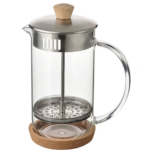 Cafetera/tetera, vidrio transparente/acero inoxidable, 34 oz